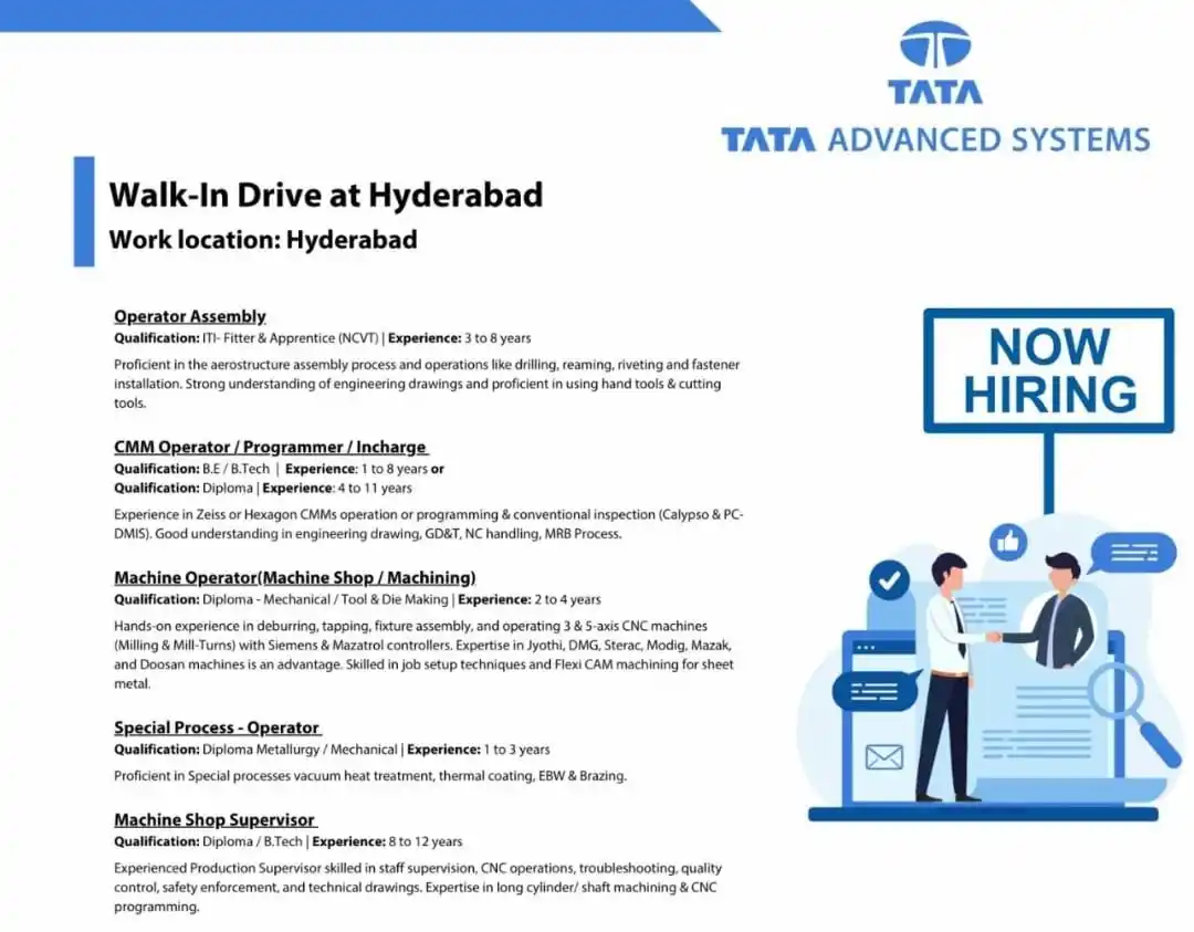 Image from JobstechJobs: 🚀 Walk-In Drive at Tata Advanced Systems in Hyderabad! 🚀 Tata Advan...