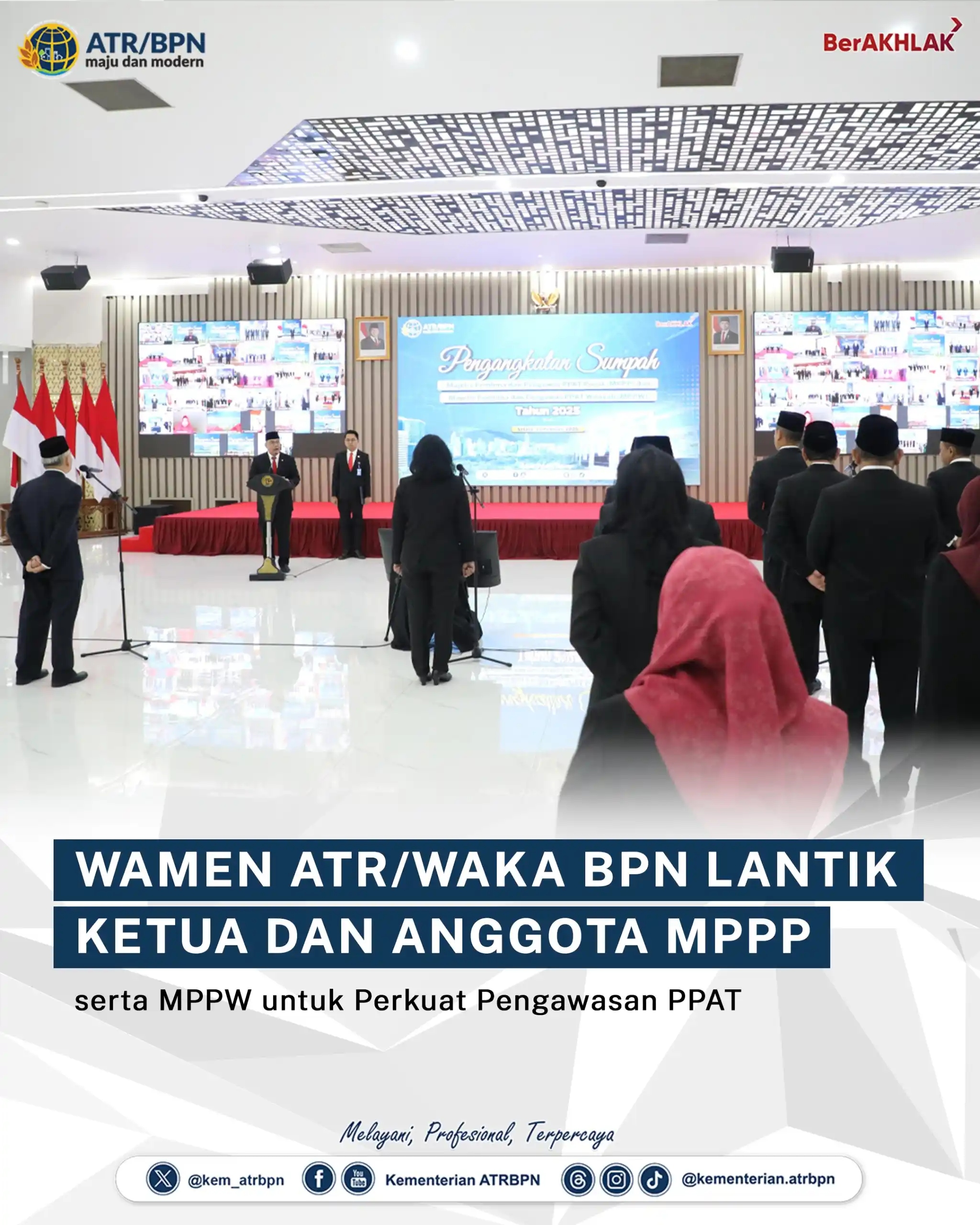 Image from Kementerian Agraria dan Tata Ruang/Badan Pertanahan Nasional: Jakarta – Wakil Menteri ATR/Wakil Kepala BPN, Ossy Dermawan melantik K...