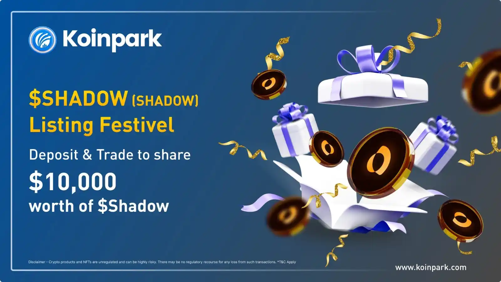 Image from Koinpark - Global Trusted Cryptocurrency Exchange Platform: Deposit to share $10,000 worth of $SHADOW! ✌ ✨ Contest period: 27-02...