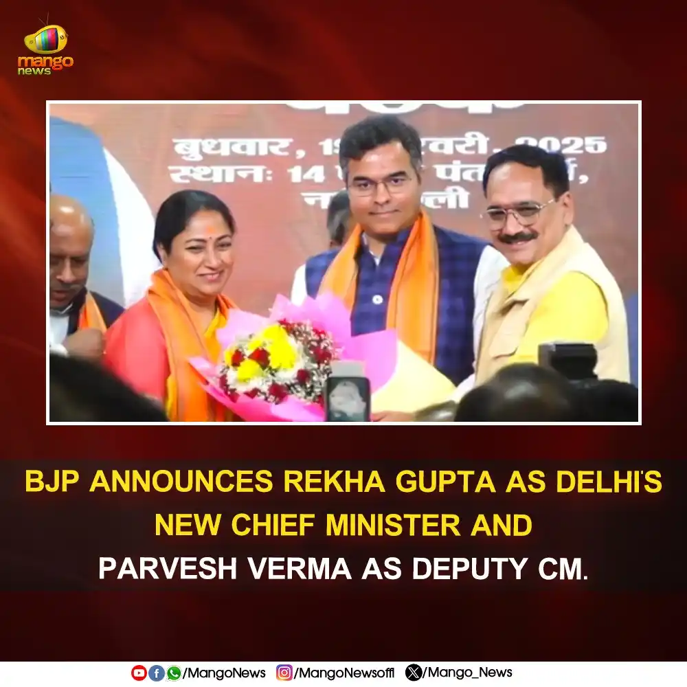 Image from Mango News: BJP Announces Rekha Gupta as Delhi's New Chief Minister and Parvesh Ve...