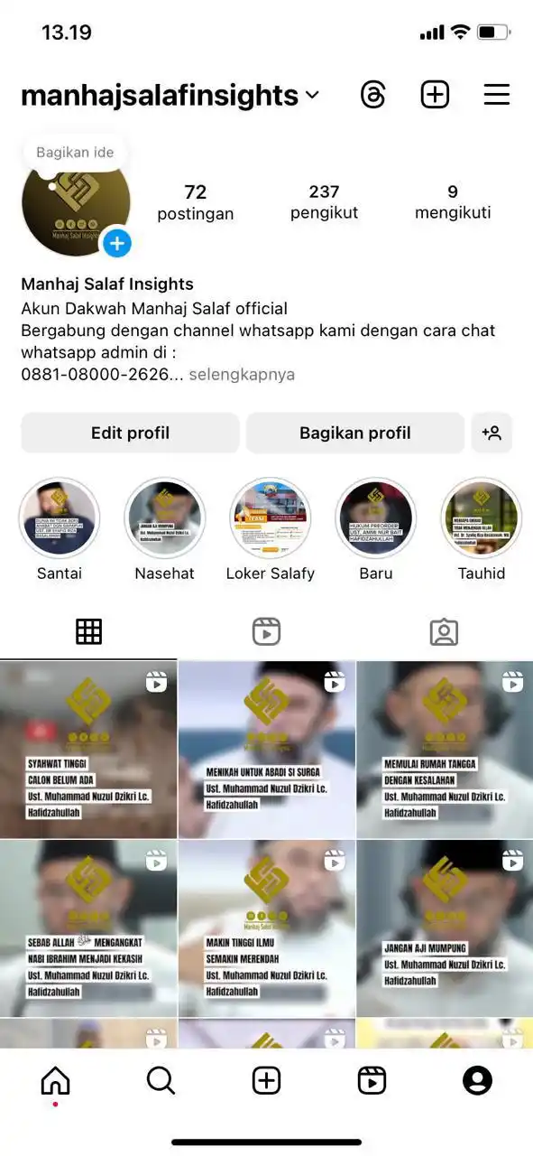 Image from Manhaj Salaf Insights: Bismillah, bantu pengembangan channel dakwah *<a class="text-blue-500 ...