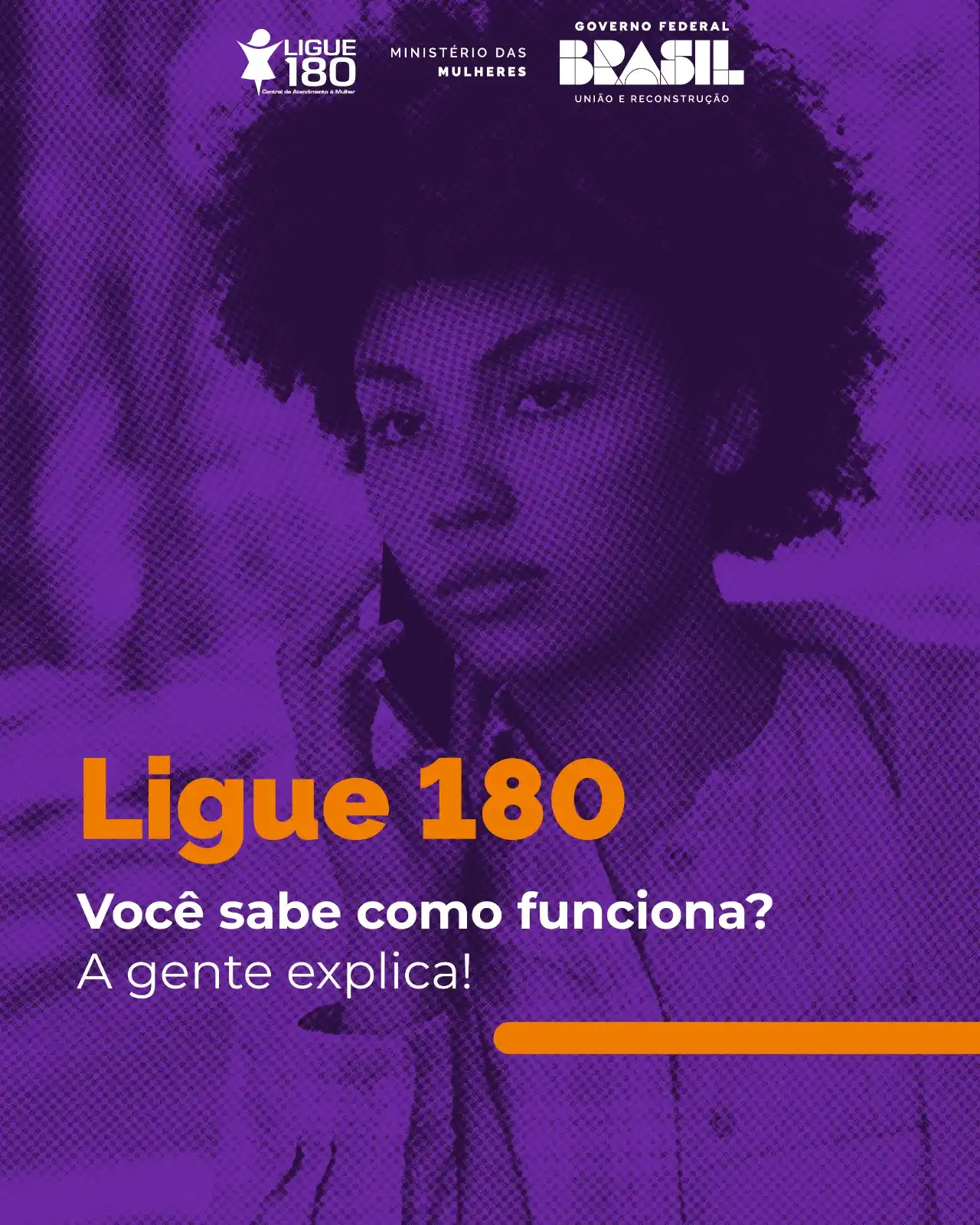 Image from Ministério das Mulheres: *📢 Ligue 180: você sabe como funciona? 💜📞* _O Ligue 180 é um servi...