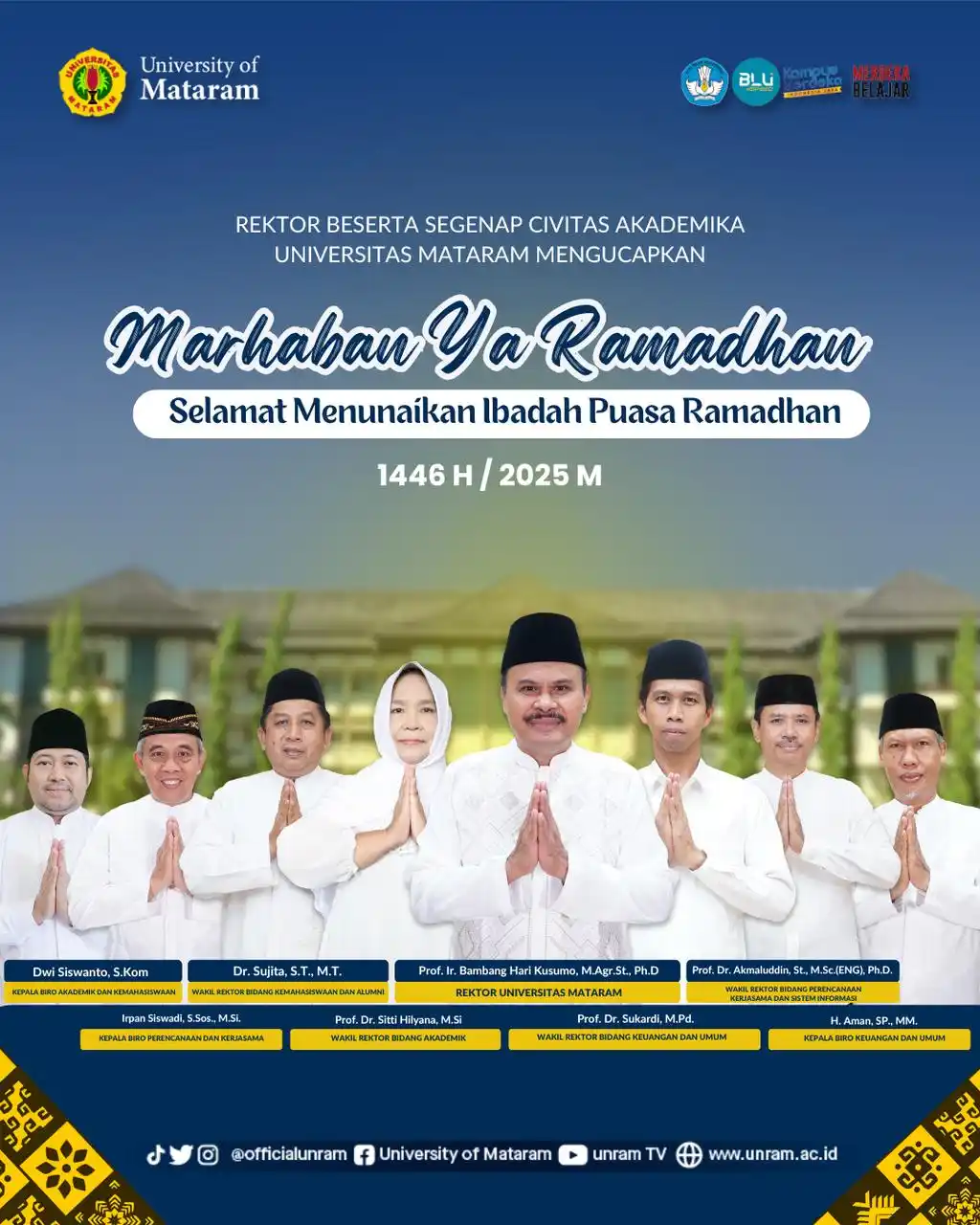 Image from OFFICIAL UNRAM: Rektor beserta segenap civitas akademika Universitas Mataram mengucapk...