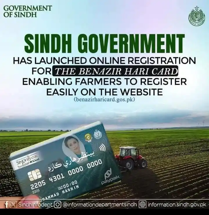 Image from Pakistan Government Jobs Information: سنڌ حڪومت بينظير هاري ڪارڊ لاءِ آن لائن رجسٽريشن شروع ڪئي آهي، جنهن سا...