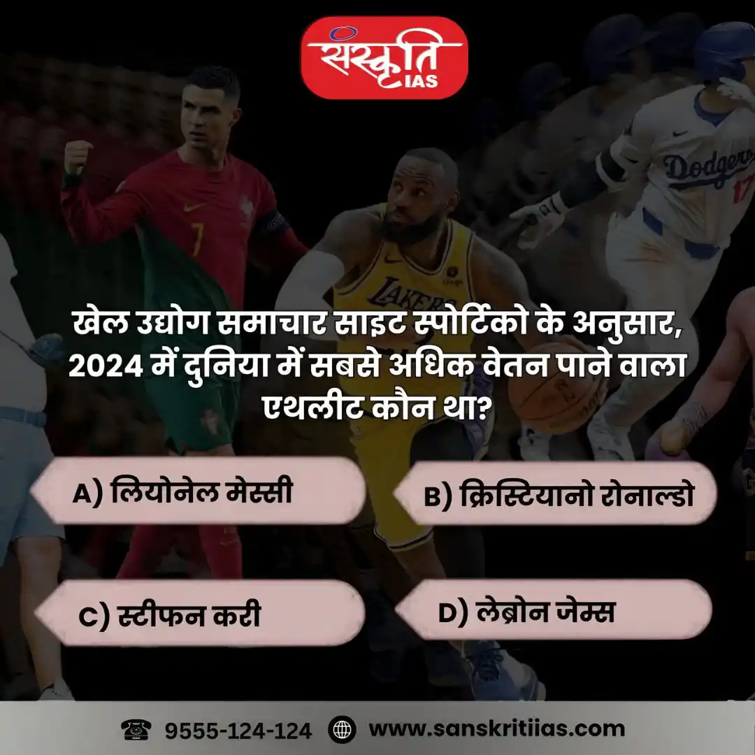 Image from Sanskriti IAS: खेल उद्योग समाचार साइट स्पोर्टिको के अनुसार, 2024 में दुनिया में सबसे ...