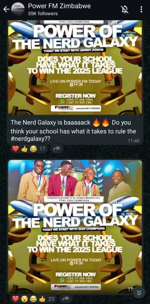 Image from Schools Connect Zimbabwe: Set for both POWER FM and ZTV. It's more fun. It's more learning. GE...