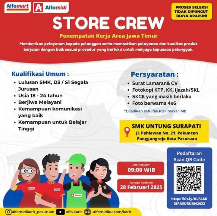 Image from Sharing Informasi Jatim Channel_Id: Nama: *PT. Midi Utama Indonesia Tbk* Posisi: *Store Crew* Penempatan: ...