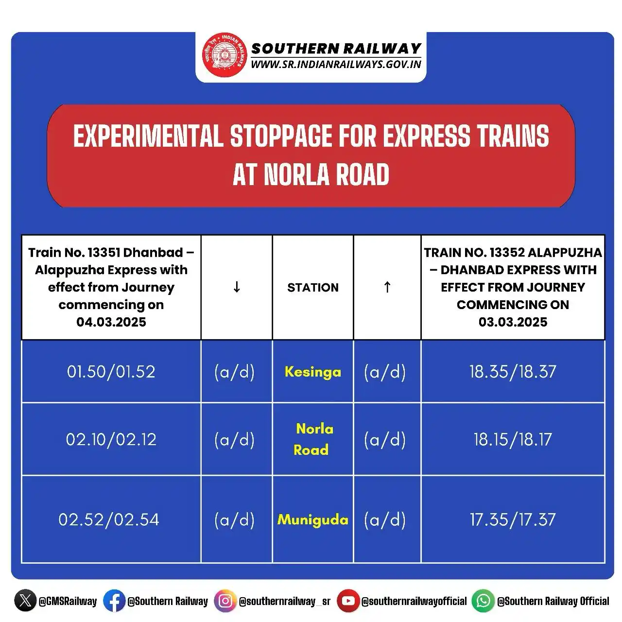 Image from Southern Railway Official: Experimental Stoppage at Norla Road!  The <a class="text-blue-500 hove...