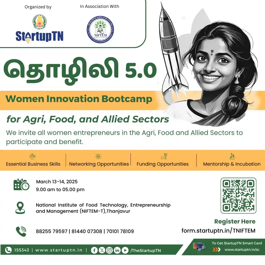 Image from StartupTN : 🚀 Calling all Women Entrepreneurs in the Agri, Food, and Allied Secto...