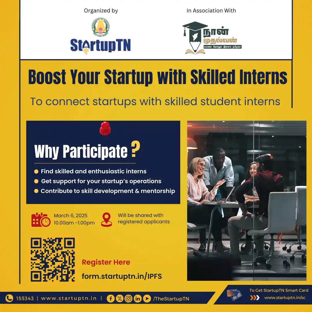Image from StartupTN : 🚀 Boost Your Startup with Skilled Interns! 🚀 StartupTN, in collabor...