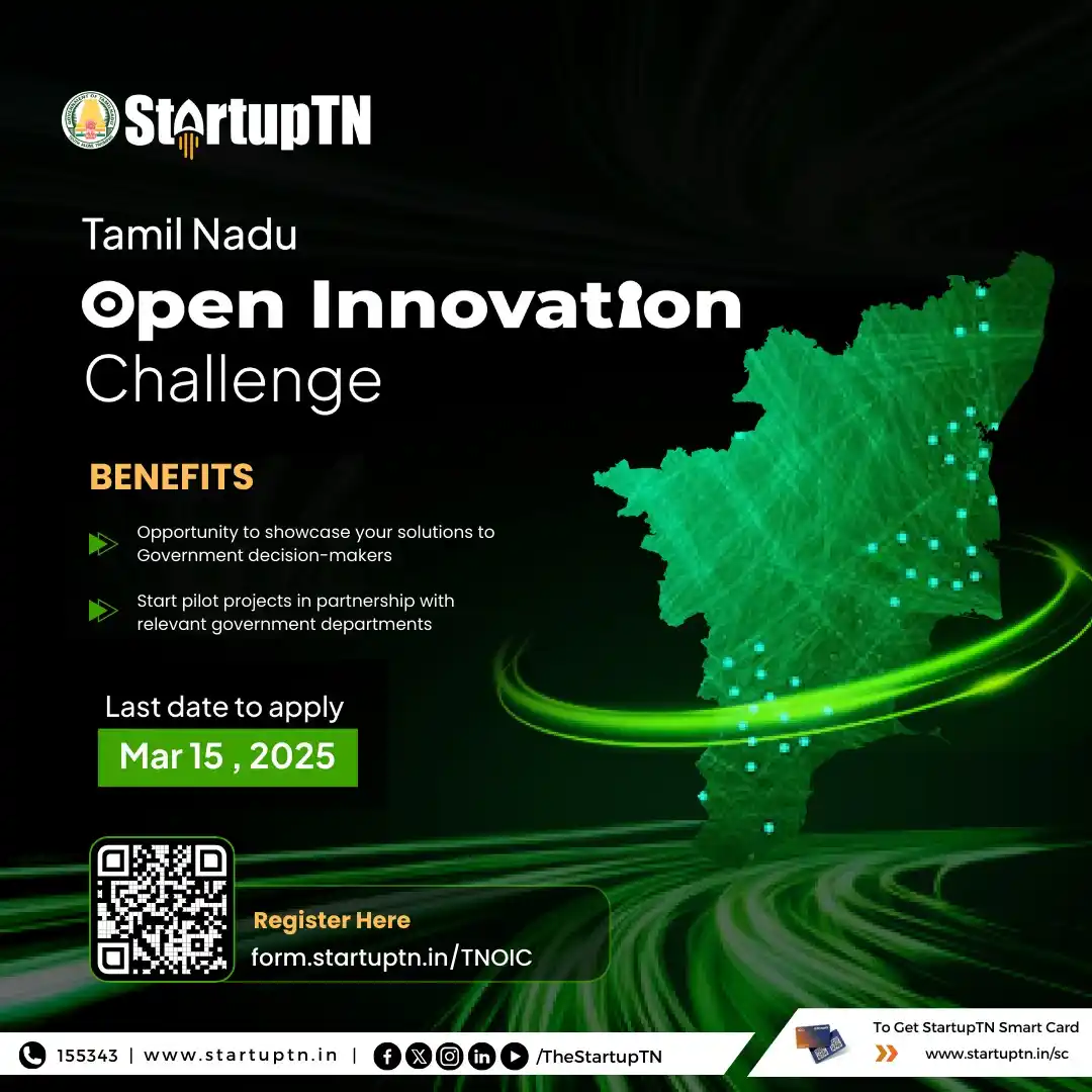 Image from StartupTN : 🚀 Introducing the Tamil Nadu Open Innovation Challenge! 🚀 Are you r...