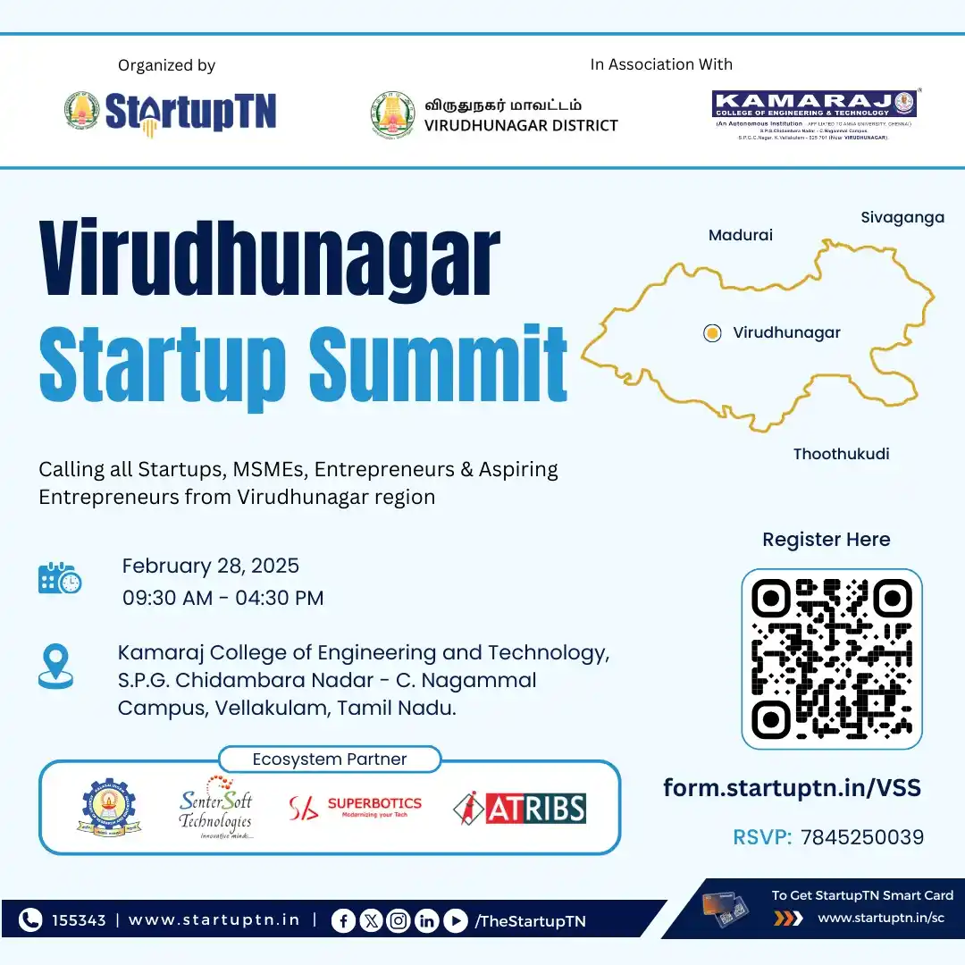 Image from StartupTN : 🚀 Virudhunagar Startup Summit 2025 is here! 🌟 Calling all Startups,...