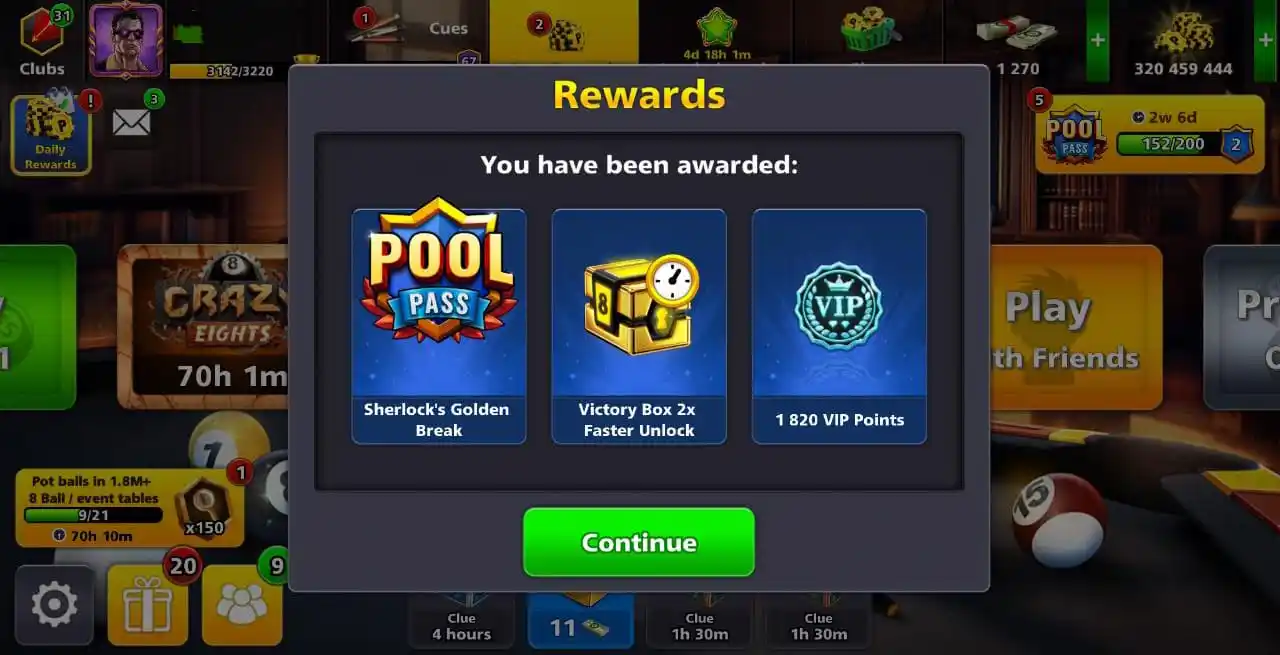 Image from TAYYAB GAMER: 8BallPool PoolPass Season ```(SHERLOCK's GOLDEN BREAK)``` Available O...