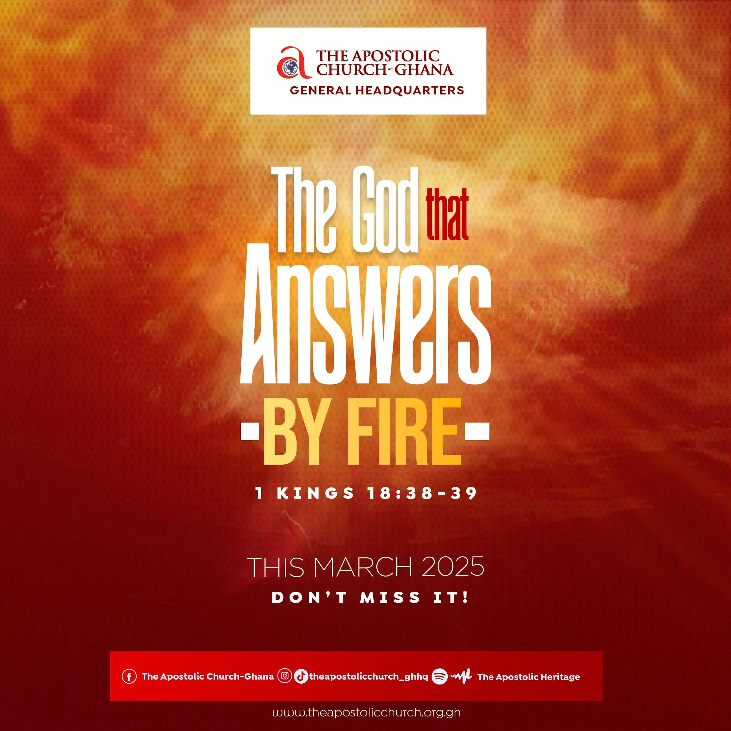 Image from THE APOSTOLIC CHURCH-GHANA (TAC-GH) HQ: Igniting generations with the God who answers by fire.🔥 A legacy of...