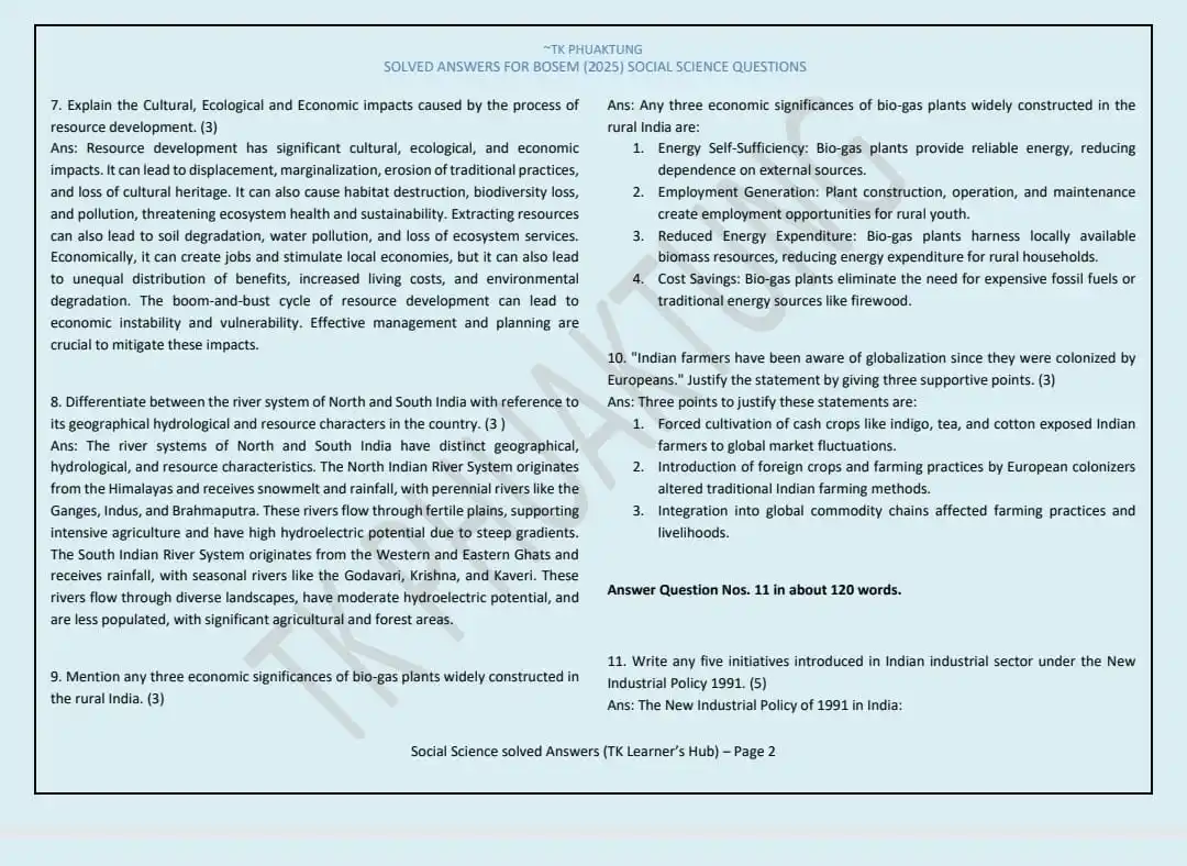 Image from The Tribal Post: BOSEM S.Sc - 2025 solved answers Pg. 2...