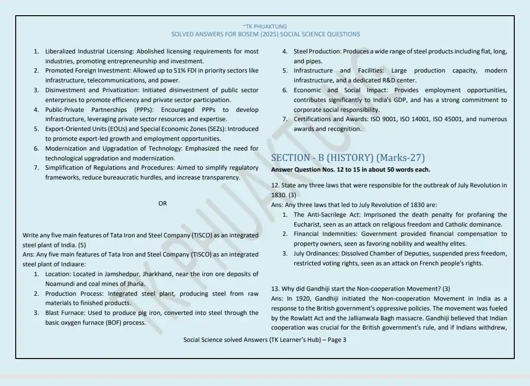 Image from The Tribal Post: BOSEM S.Sc - 2025 solved answers Pg. 3...