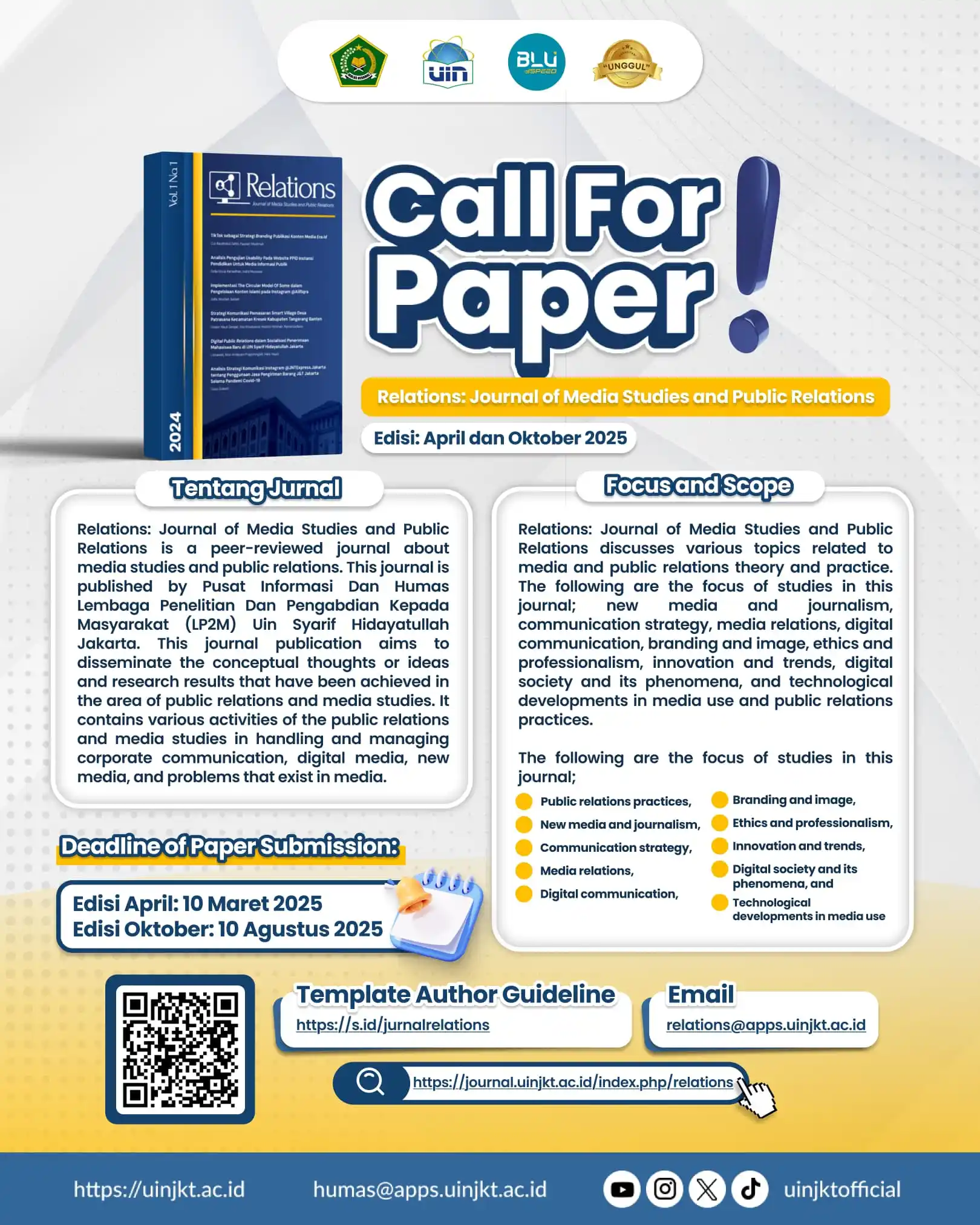 Image from UIN Syarif Hidayatullah Jakarta: *Ayo Publikasikan Artikel Anda di Jurnal Relations!* *Relations: Jour...