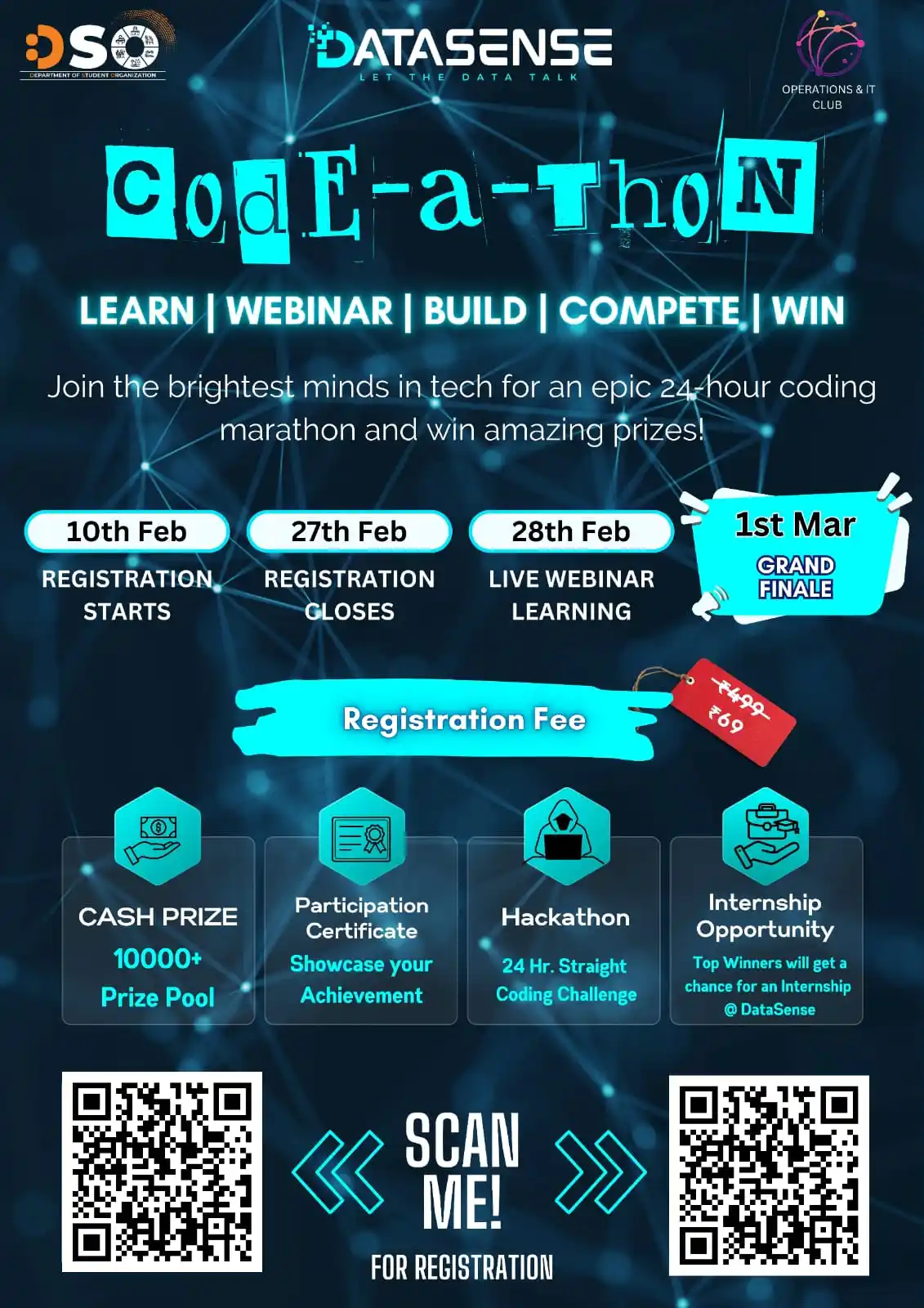 Image from VERTOS Bulletin LPU: *🚀 Code-A-Thon: AI & ML Edition 🚀* 📅 *Dates*: Feb 28 – Mar 1 📍 *V...