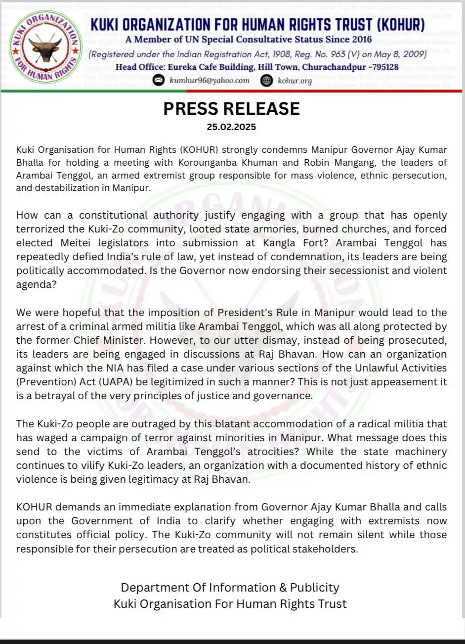 Image from ππ¨π’ππ ππ ππ‘π ππππ: *Kuki Organisation For Human Rights Trust (KOHUR)* _PRESS RELEASE_ 2...
