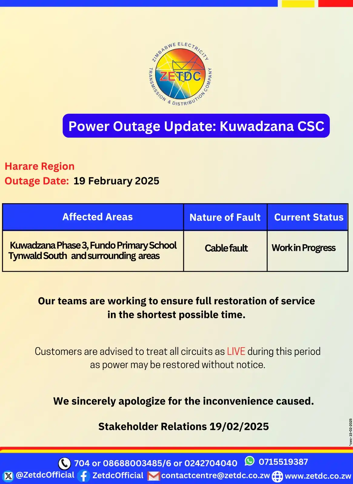 Image from ZETDC NATIONAL CONTACT CENTRE: <a class="text-blue-500 hover:underline cursor-pointer" href="/hashtag...