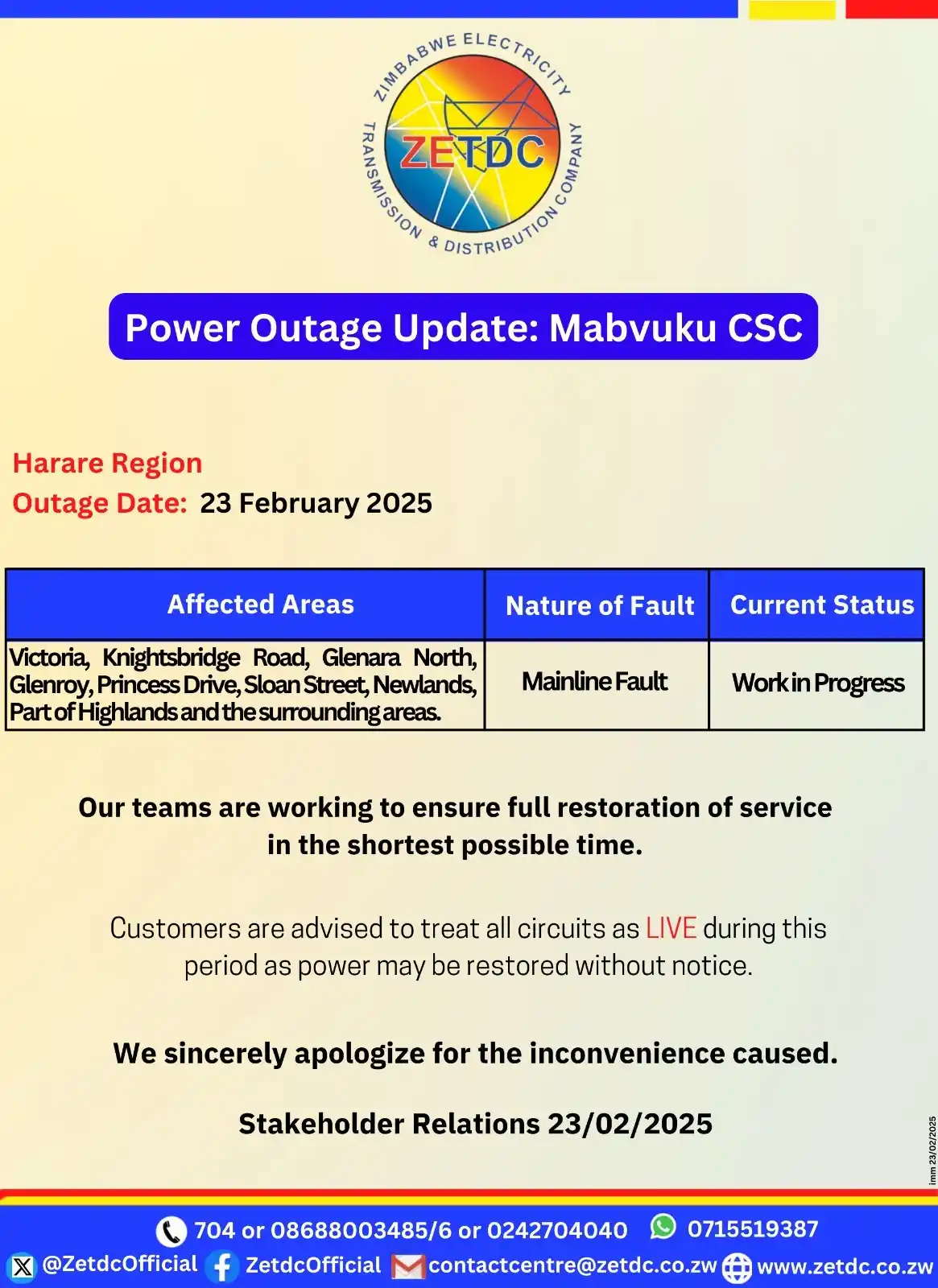Image from ZETDC NATIONAL CONTACT CENTRE: <a class="text-blue-500 hover:underline cursor-pointer" href="/hashtag...