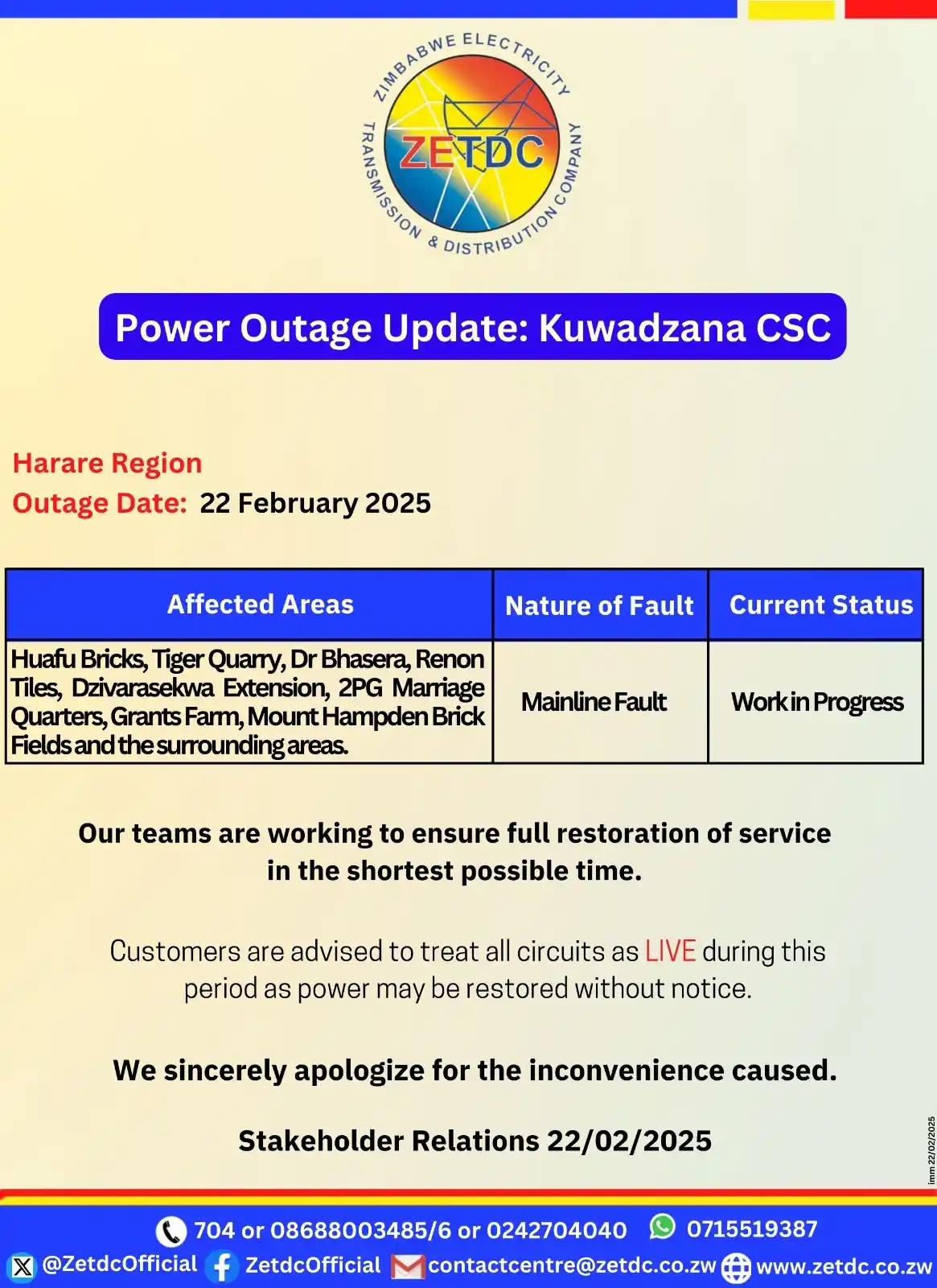 Image from ZETDC NATIONAL CONTACT CENTRE: <a class="text-blue-500 hover:underline cursor-pointer" href="/hashtag...