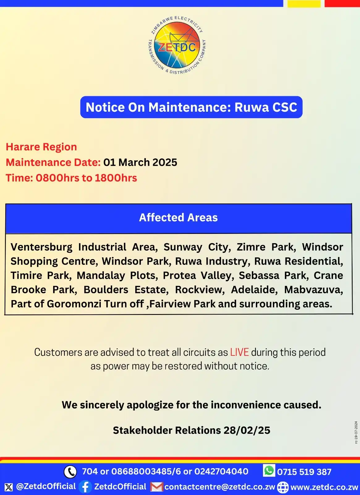 Image from ZETDC NATIONAL CONTACT CENTRE: <a class="text-blue-500 hover:underline cursor-pointer" href="/hashtag...