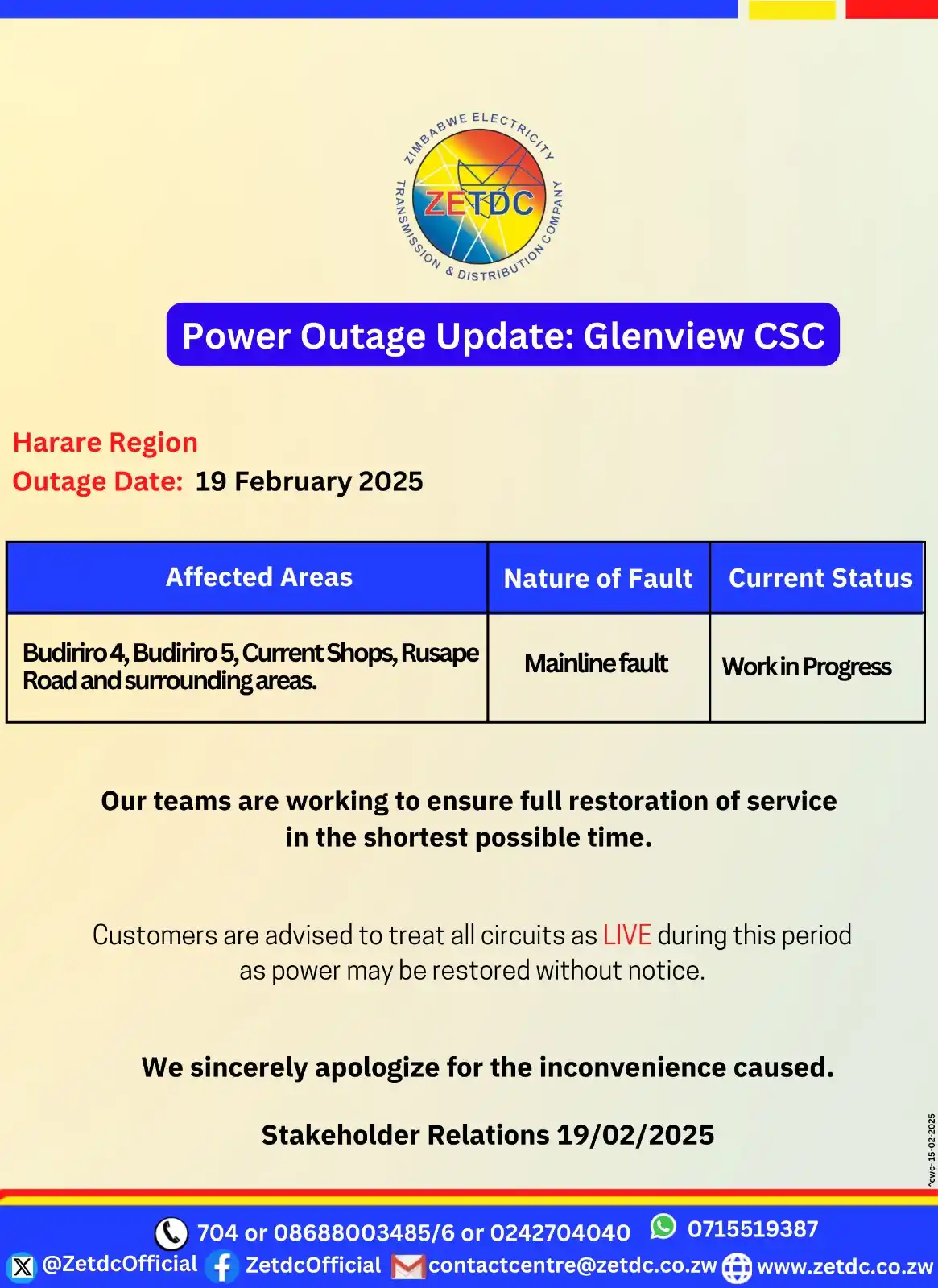 Image from ZETDC NATIONAL CONTACT CENTRE: <a class="text-blue-500 hover:underline cursor-pointer" href="/hashtag...