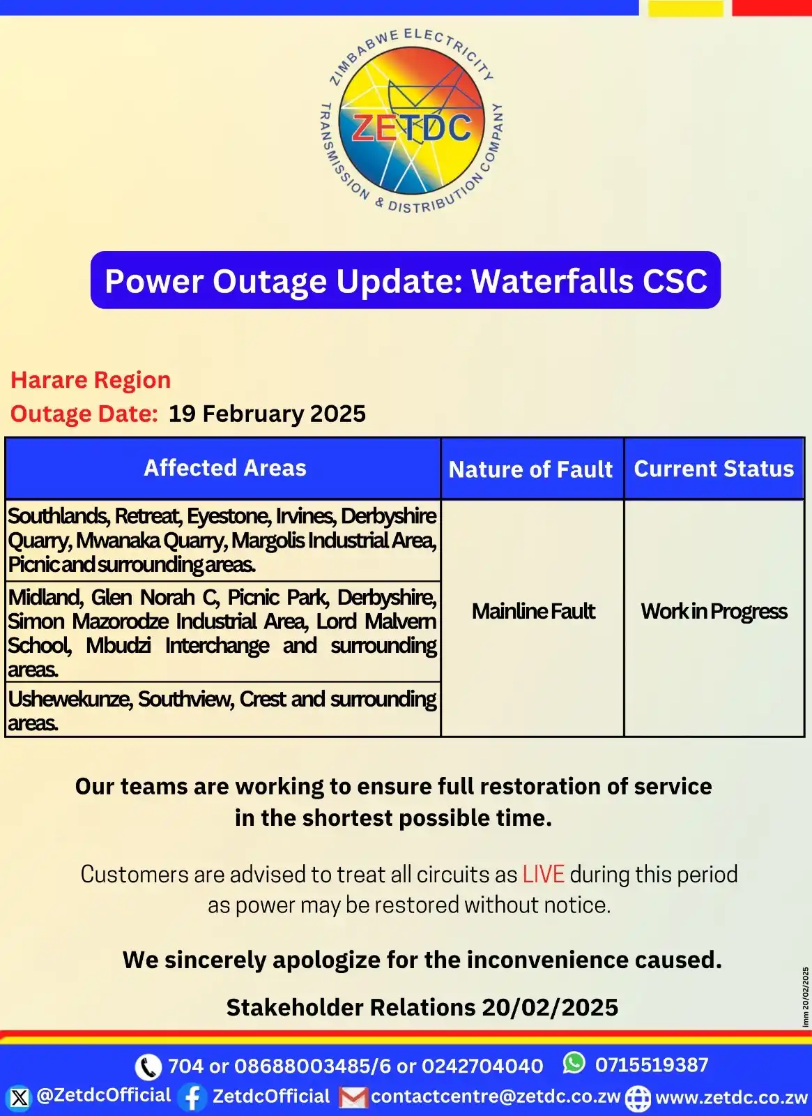 Image from ZETDC NATIONAL CONTACT CENTRE: <a class="text-blue-500 hover:underline cursor-pointer" href="/hashtag...
