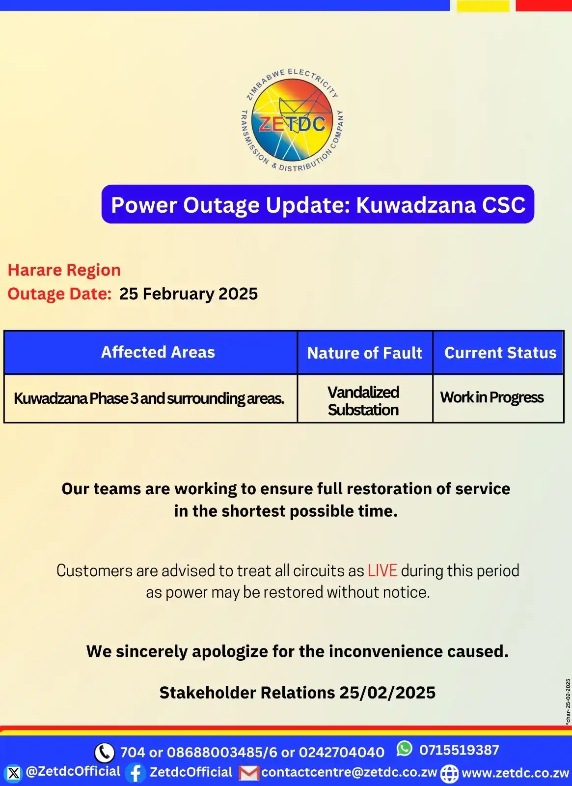 Image from ZETDC NATIONAL CONTACT CENTRE: <a class="text-blue-500 hover:underline cursor-pointer" href="/hashtag...