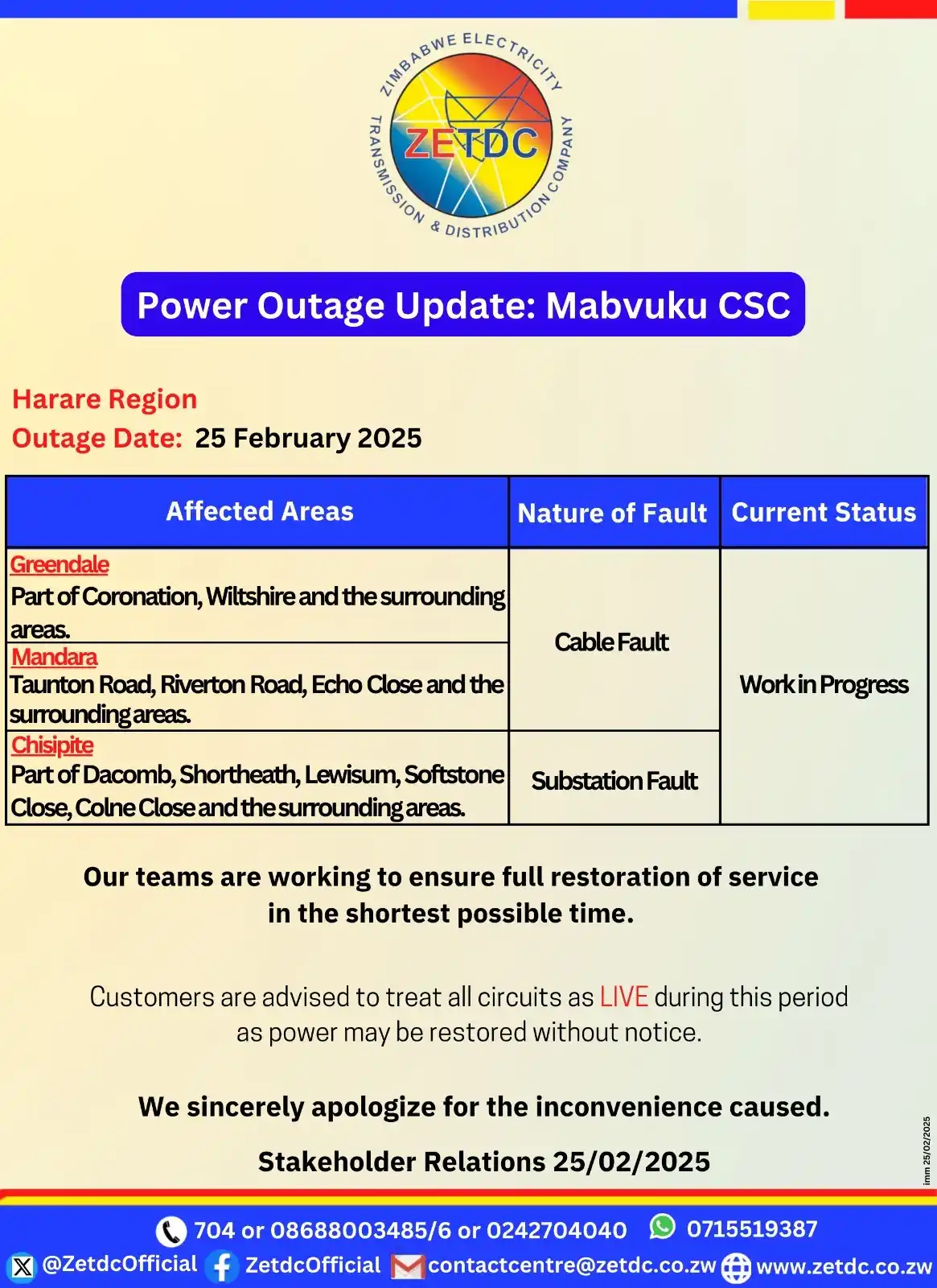 Image from ZETDC NATIONAL CONTACT CENTRE: <a class="text-blue-500 hover:underline cursor-pointer" href="/hashtag...