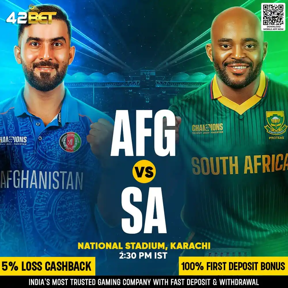 Image from 42Bet India: 🚨 *ARE YOU READY FOR ICC CHAMPIONS LEAGUE- 2025* ! 🚨 🤝  *Afghanista...