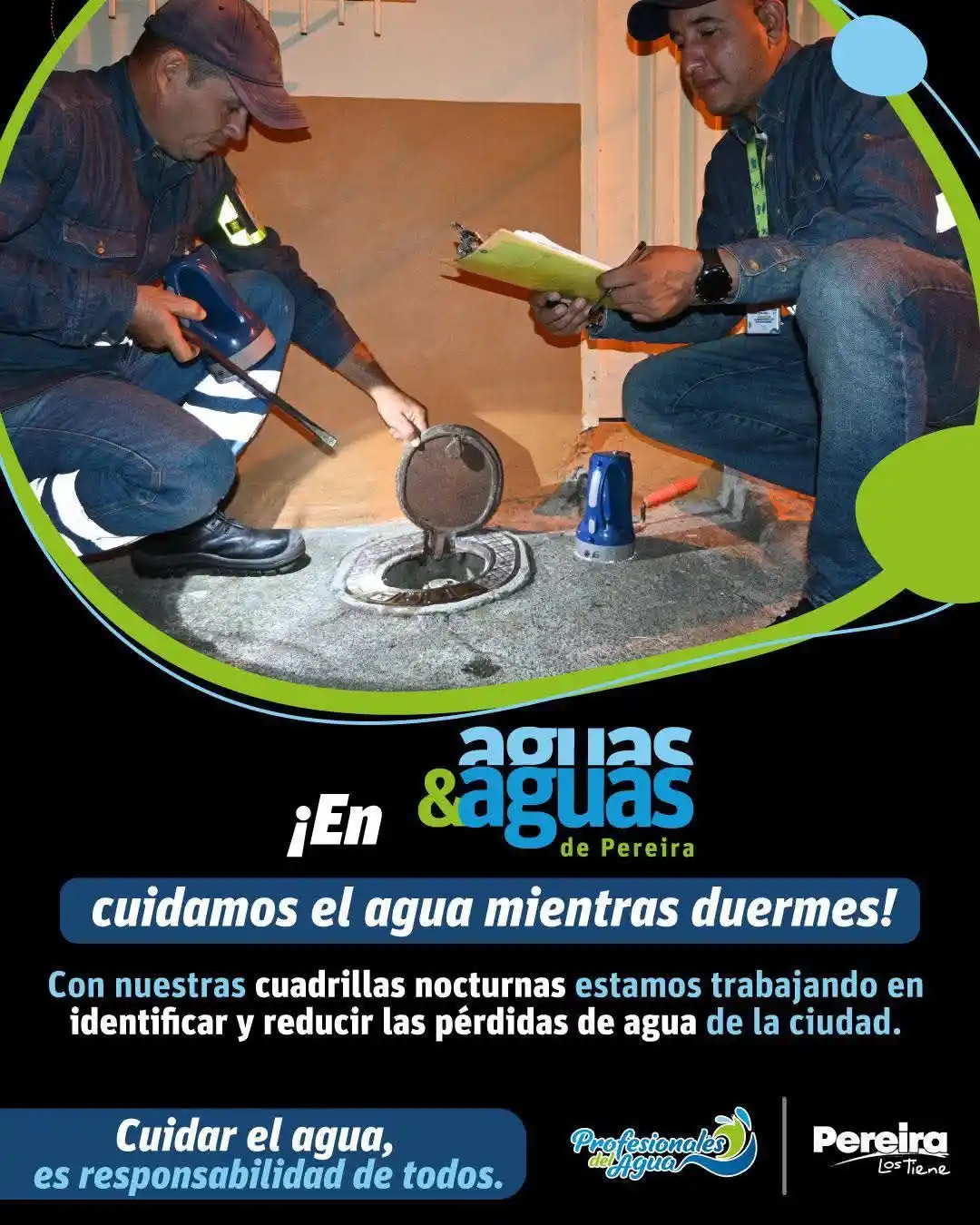 Image from Alcaldía de Pereira : ¡En A&A somos 24/7! nuestra cuadrilla nocturna 👷🏽♂️ trabaja en la i...