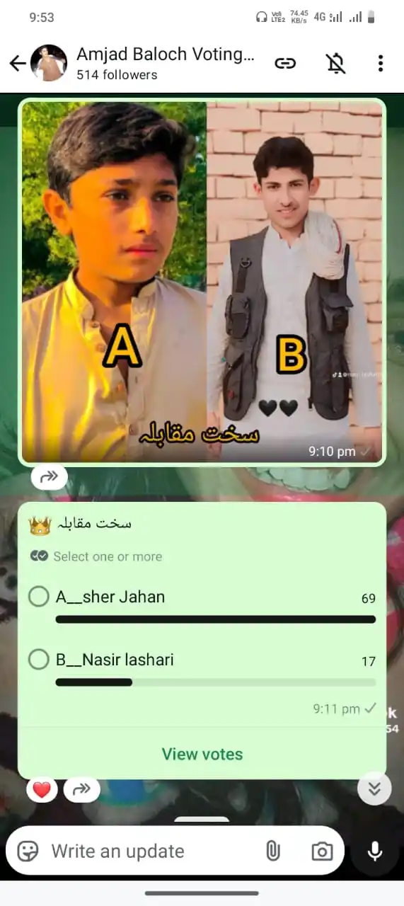 Amjad Baloch Voting Channel post