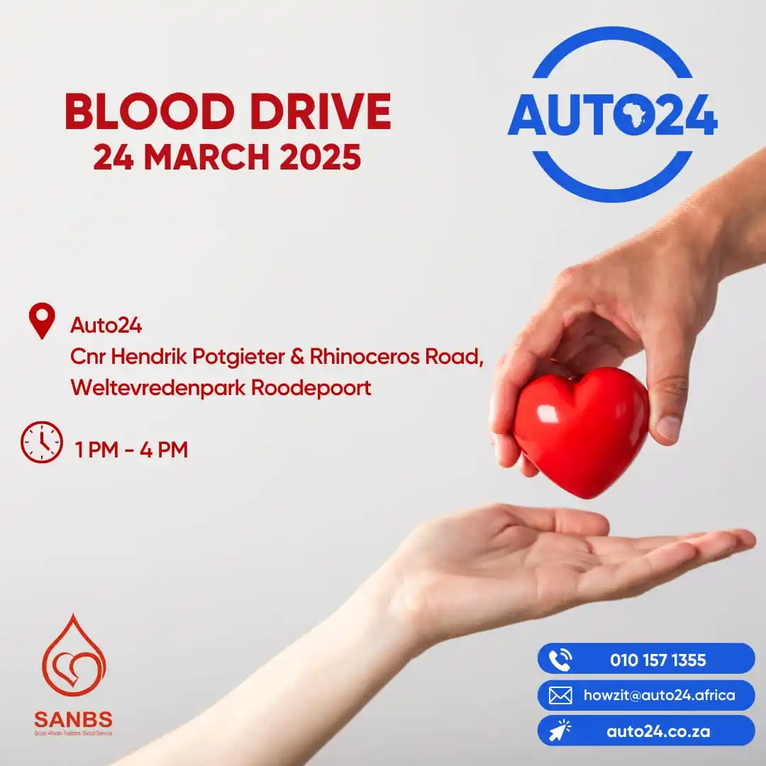 Image from AUTO24.co.za 🇿🇦: 🩸🚗 Drive to Save Lives! Join us at Auto24 Roodepoort for a Blood Dri...