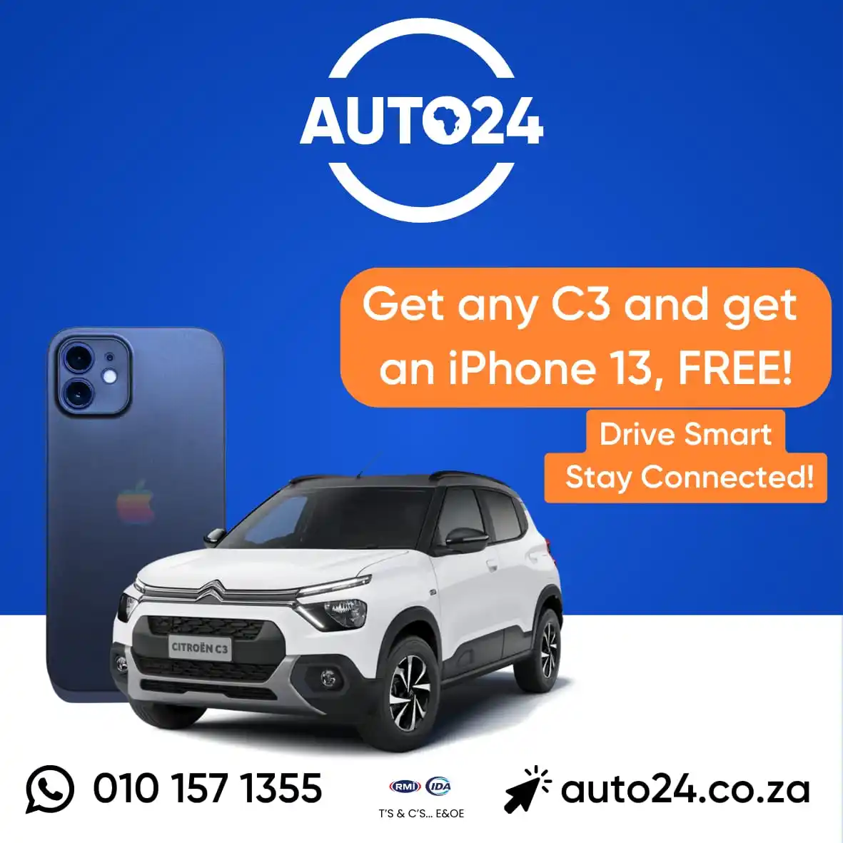Image from AUTO24.co.za 🇿🇦: 🚗📱Buy a Citroën C3 & Get a FREE iPhone! 🚀 Buy your stylish new ride...