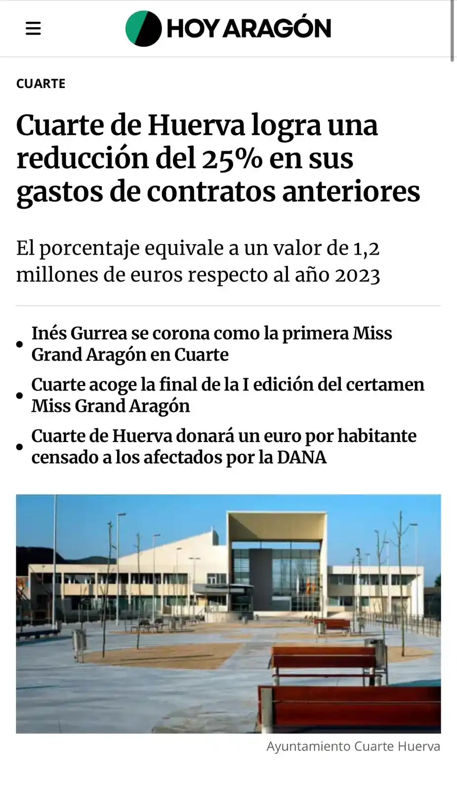 Ayuntamiento de Cuarte de Huerva post