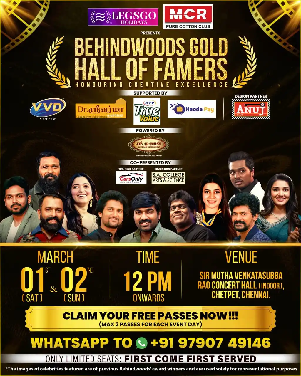 Image from Behindwoods: Behindwoods Gold Hall of Famers! ✨🔥  March 1st & 2nd  Sir Mutha Venka...