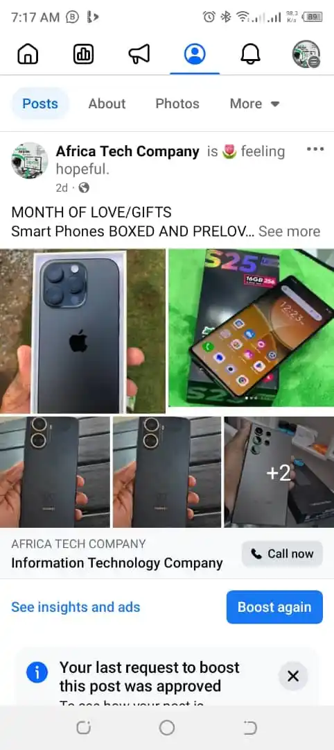 Business Page post