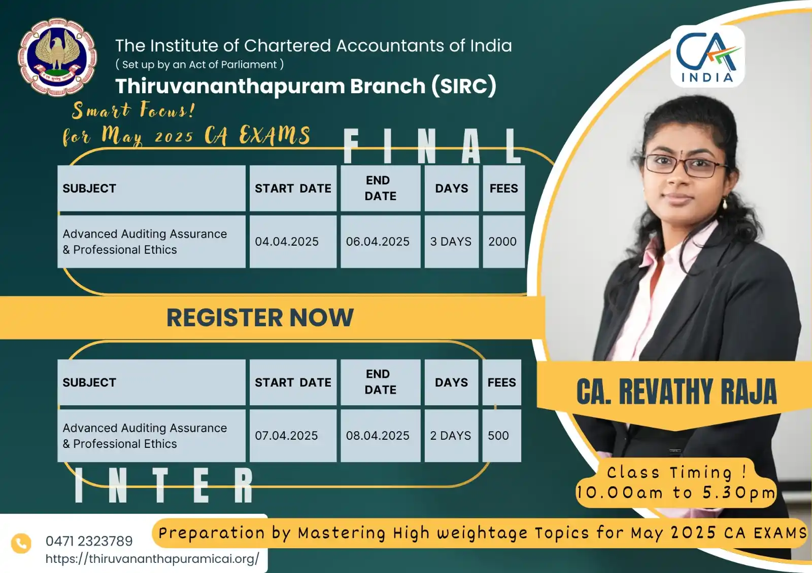 CA Revathy Raja post