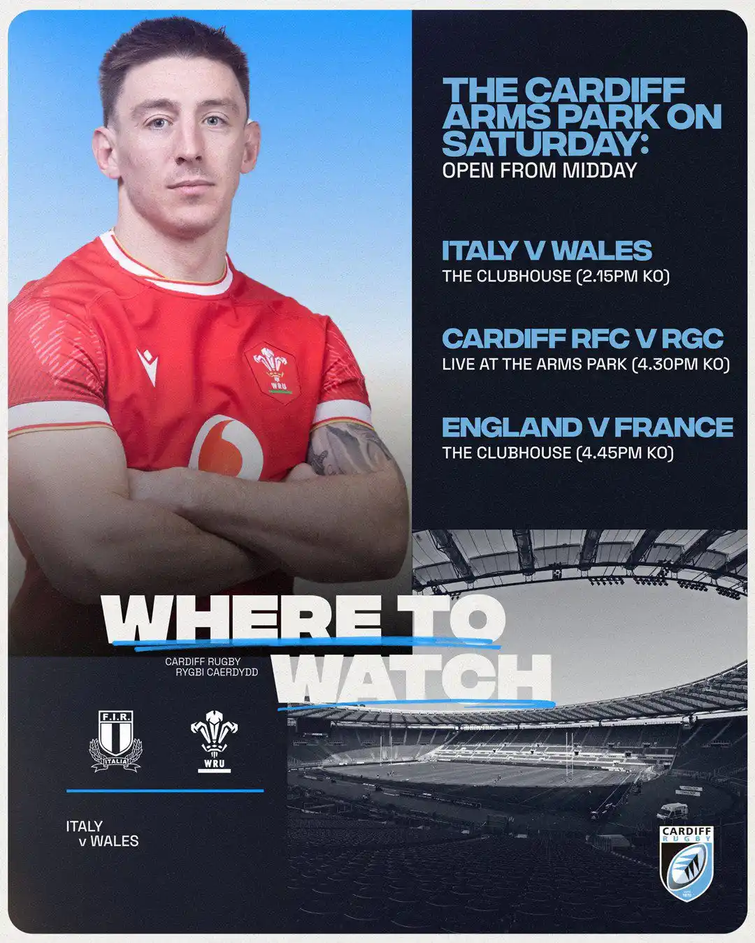Cardiff Rugby post