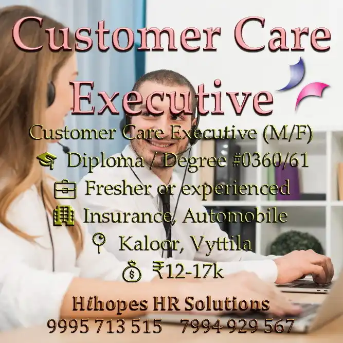 Image from Cochin Jobs: 🟢 Customer Care Executive (F) <a class="text-blue-500 hover:underline...