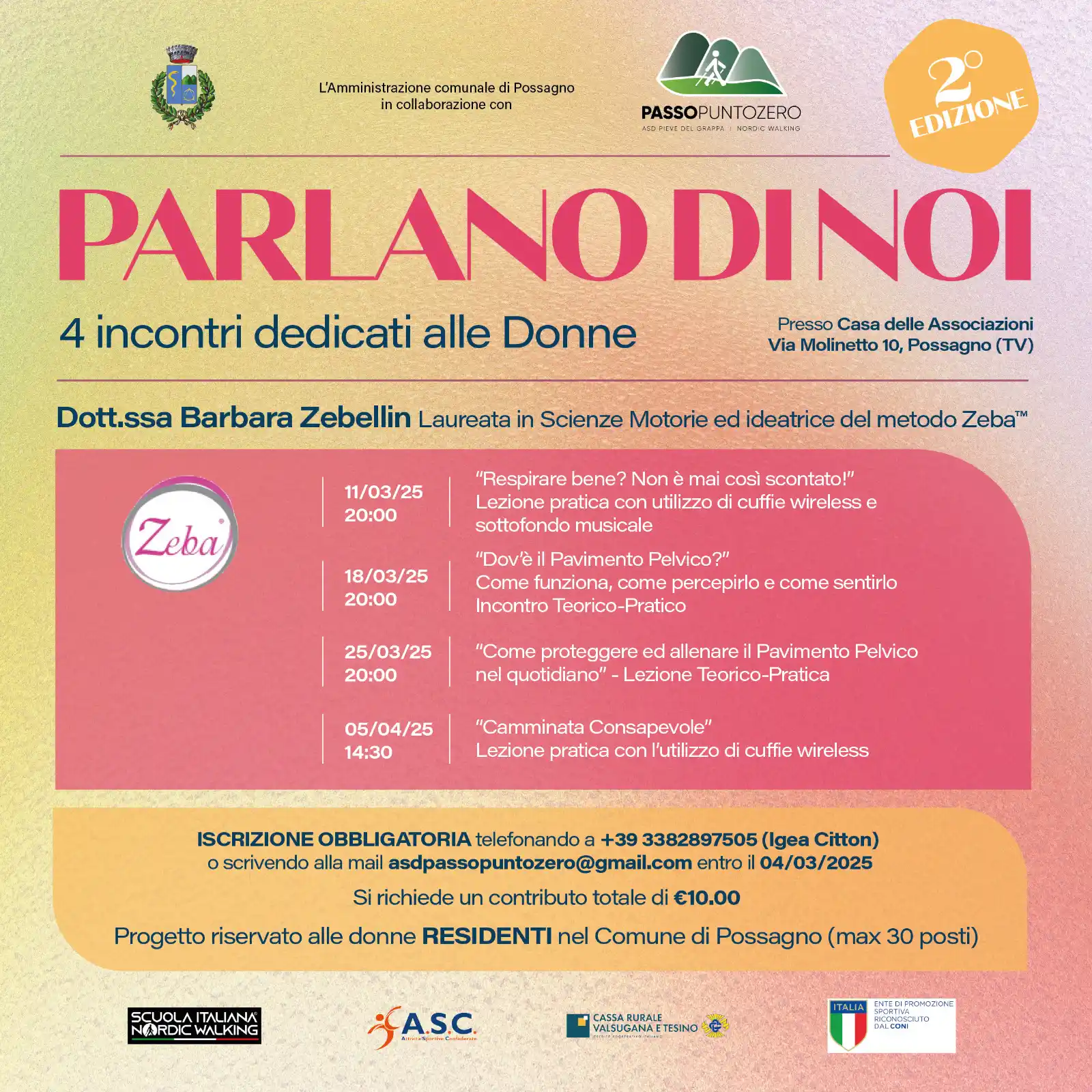Image from Comune di Possagno: PARLANO DI NOI – 4 incontri dedicati alle Donne ✨👩🏻 Torna la seconda...