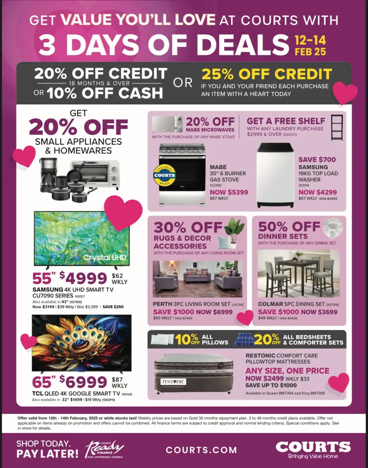 Image from Courts Trinidad and Tobago: 💖 3 DAYS OF DEALS at COURTS! 💖 🛍️ February 12 - 14, 2025 – Get VALU...