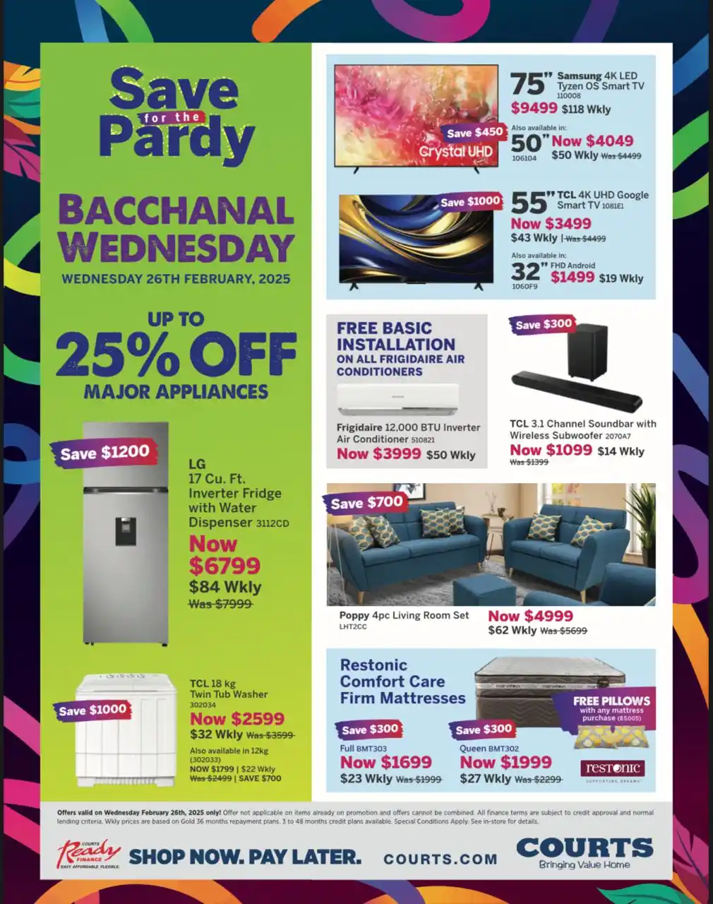 Image from Courts Trinidad and Tobago: 🔥 BACCHANAL WEDNESDAY DEALS AT COURTS! 🔥 🗓️ Wednesday, February 26t...