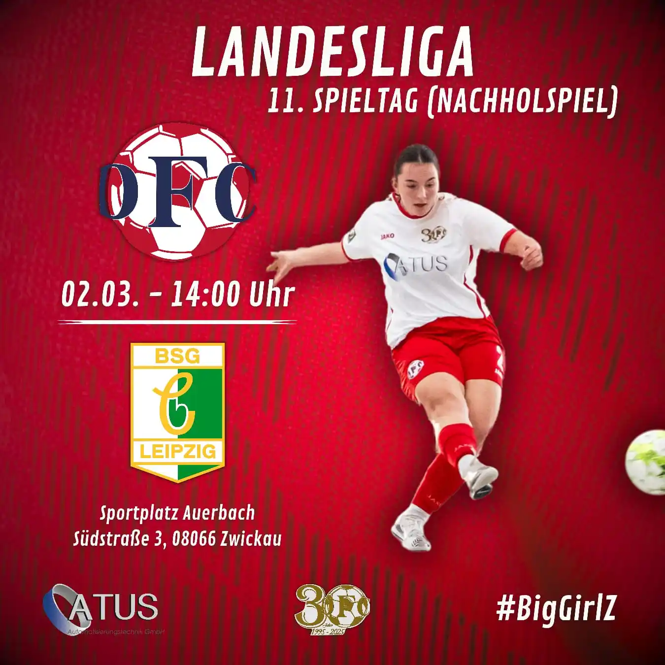 Image from DFC Westsachsen Zwickau: 11. Spieltag Nachholspiel gegen Chemie Leipzig. Anstoß ist am Sonntag ...