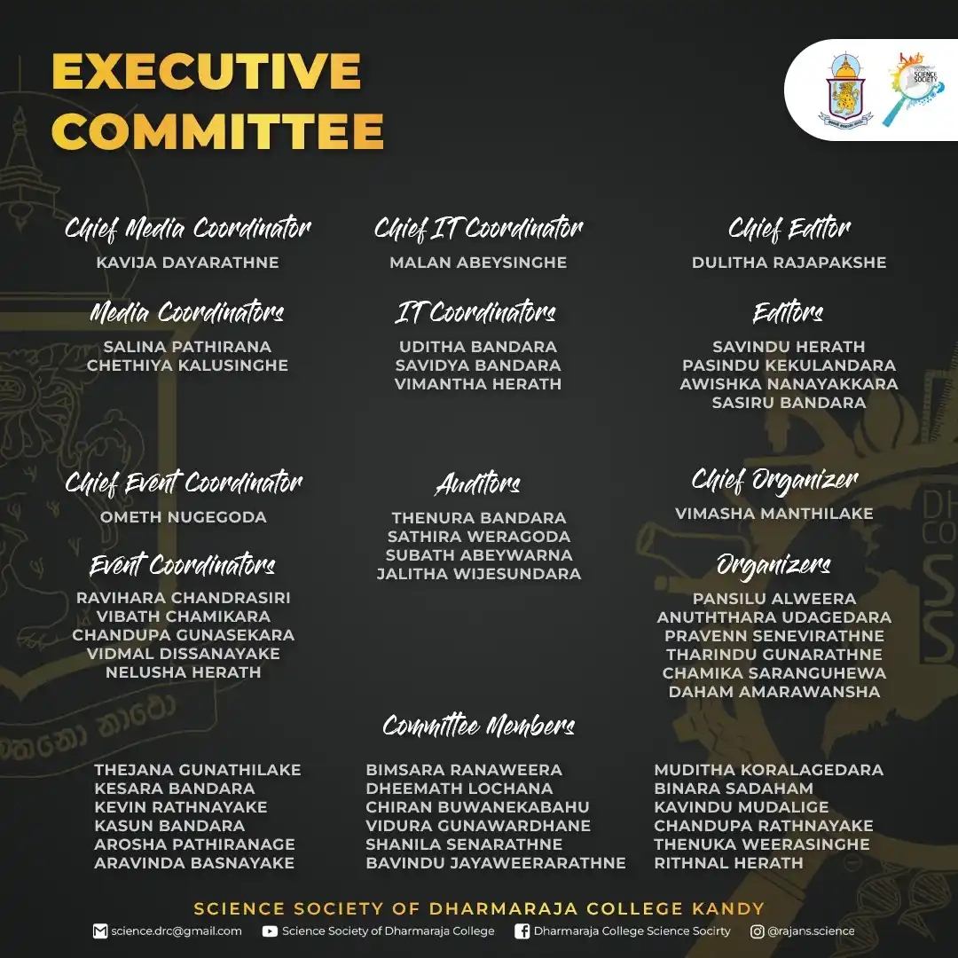 Image from Dharmaraja College: Announcing the New Executive Committee of the Science Society of Dharm...