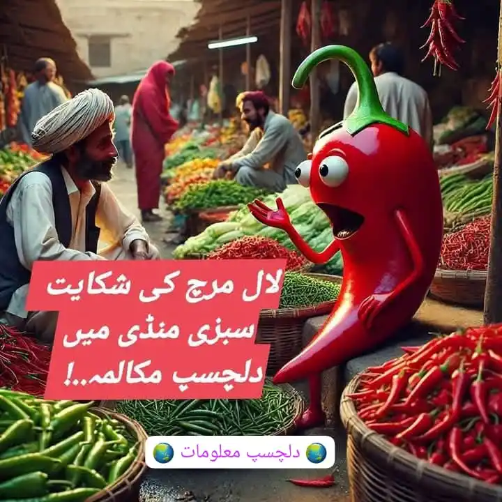 Image from 🌎دلچسپ معلومات🌎: لال مرچ کی شکایت سبزی منڈی میں دلچسپ مکالمہ..! سبزی منڈی میں وہی مع...