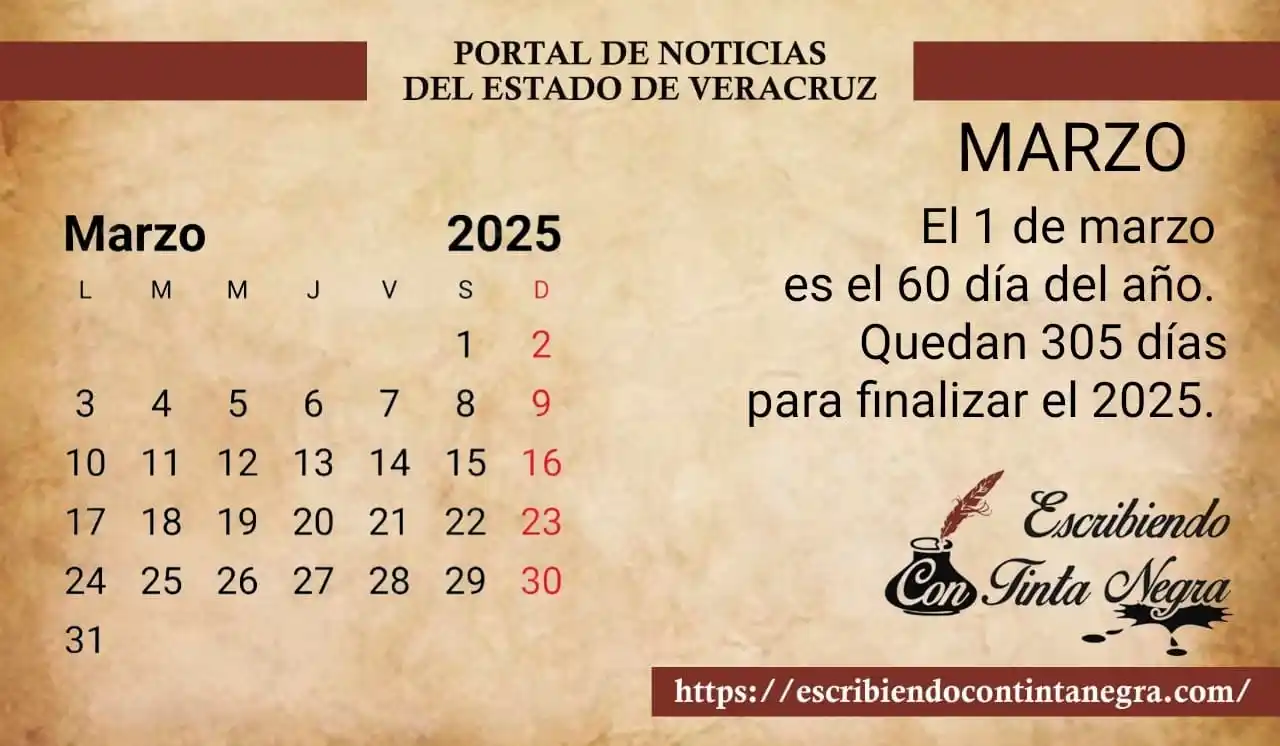 Image from Escribiendo Con Tinta Negra ✍🏻: MARZO 2025 🗓️ ✅ El 1 de marzo es el 60 día del año. Quedan 305 días ...