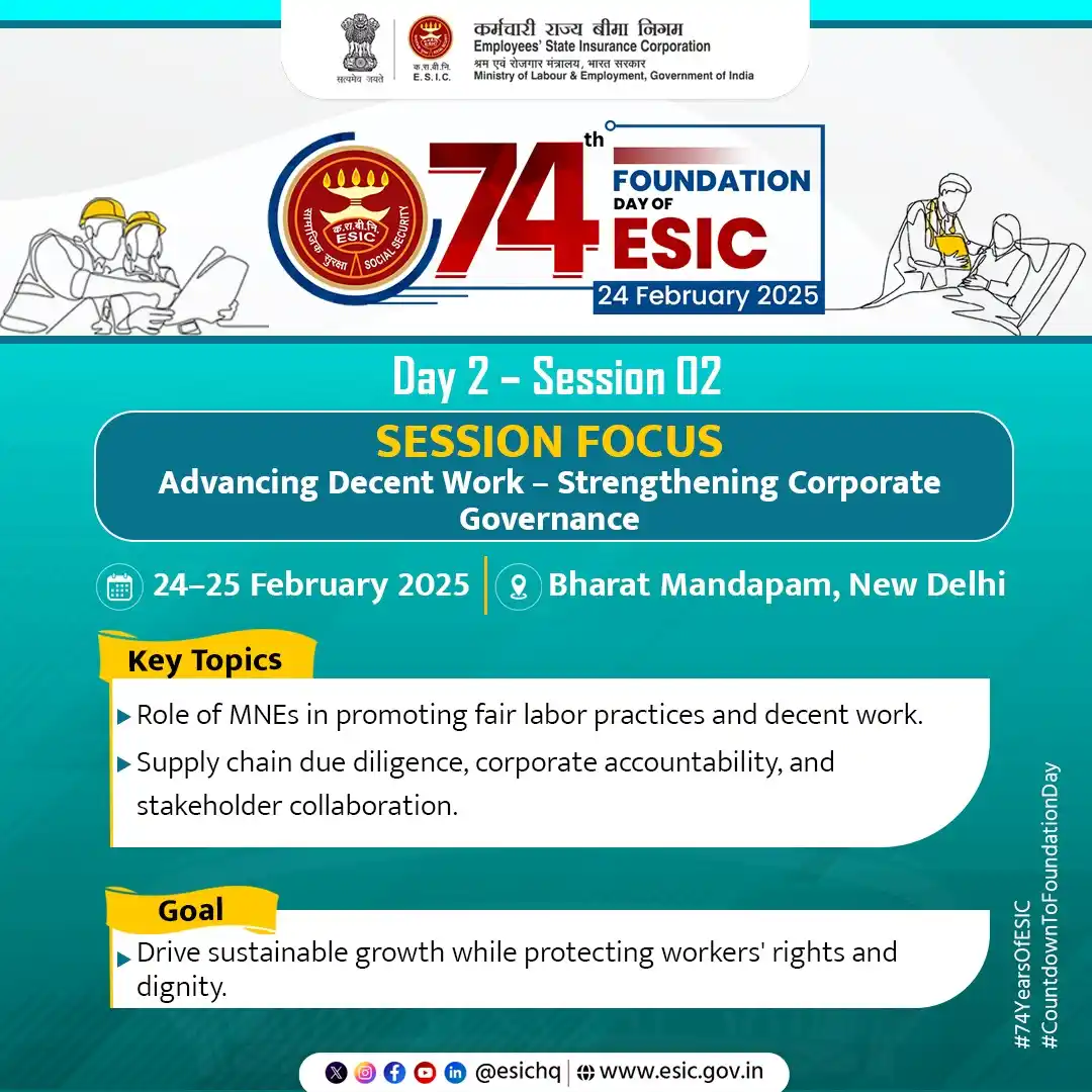 Image from ESIC: 74th Foundation Day Day 2– Session 02 Session Focus: Advancing Decent...